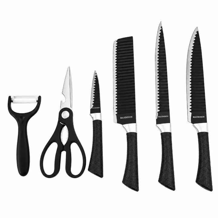 سرویس چاقو 6 پارچه با تیغه استیل و با دسته سرامیک مدل MB-9988