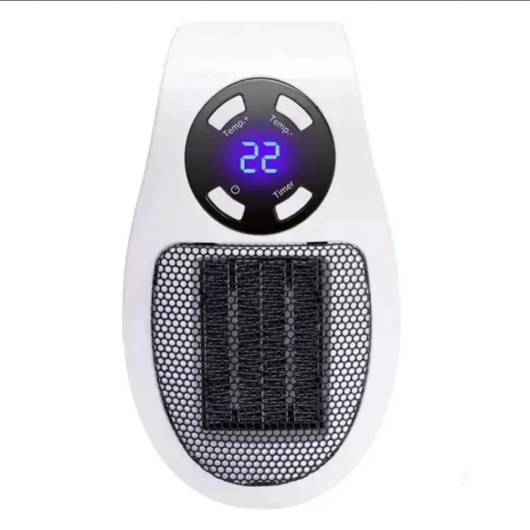 فن هیتر برقی دستی 500 وات مدل Portable heater با تایمر هوشمند و صفحه نمایش LED، کممصرف، سبک و قابل حمل مناسب فضای خانه، اداری، گلخانه و کارگاه